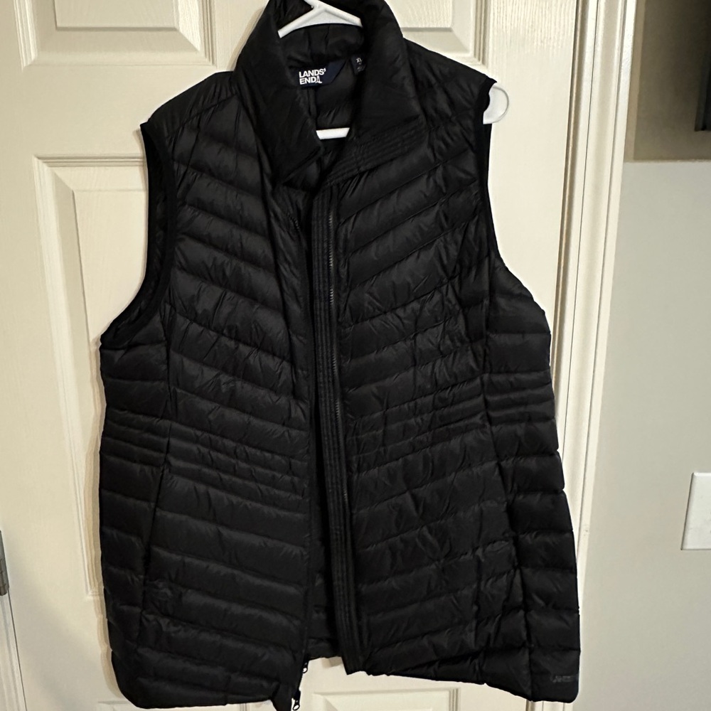Lands' End Quilted Black Vest